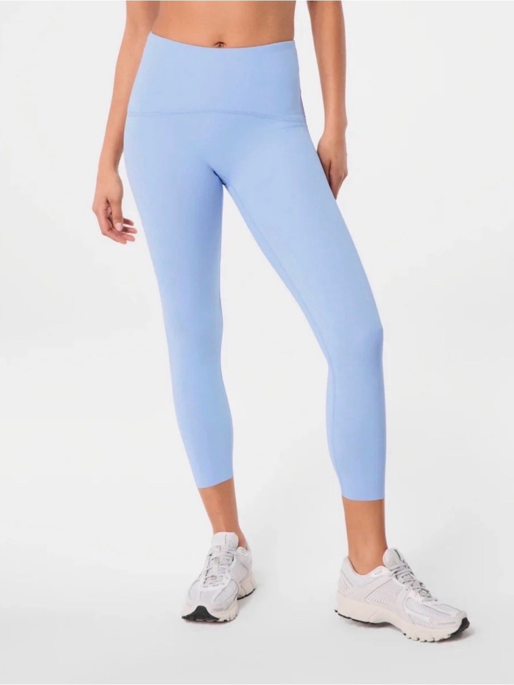 Spanx Blue Leggings Booty Boost Active Crop Workout Pants XL Stretch Hydrangea